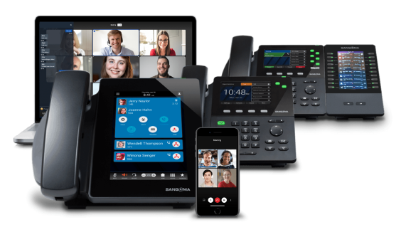 Sangoma High-end, Medi, Basic and Softphone IP Phones in a laptop. Voice and video calling Instant messaging and chat Collaboration tools such as screen sharing and document sharing Presence information and availability status Integration with popular productivity tools