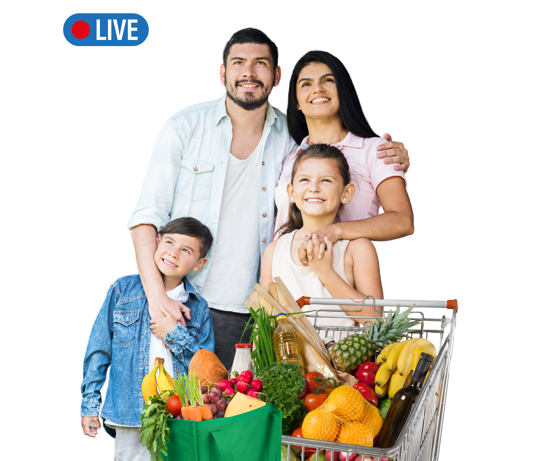 happy family listening to the offers by shopper radio
