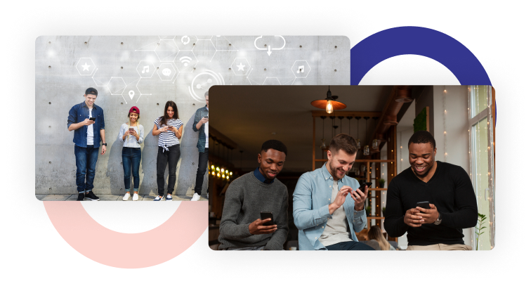 group of people enjoyinh the connection to useful platform that bring the oportunity to achieve goals like TelOnline